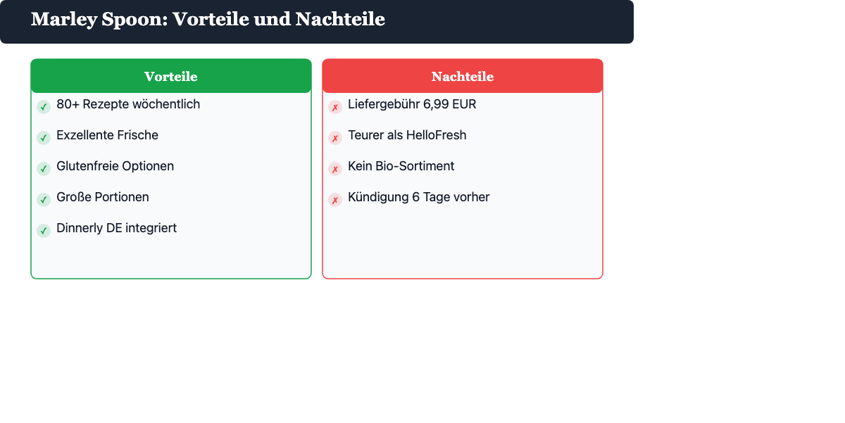 Marley Spoon Vorteile und Nachteile 2026 – Infografik