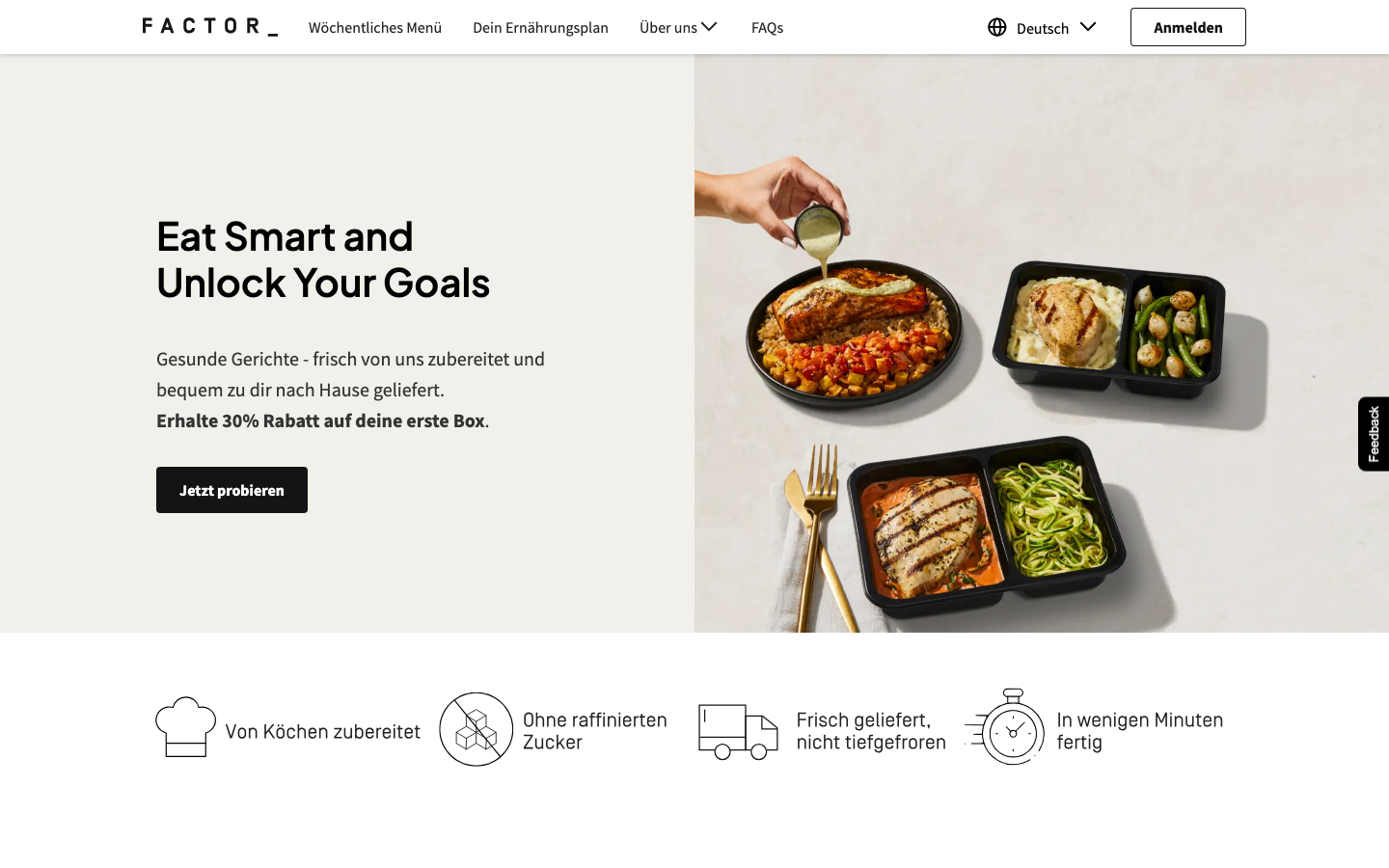 factormeals.de Startseite Juni 2026 mit aktuellem 30% Neukundenangebot