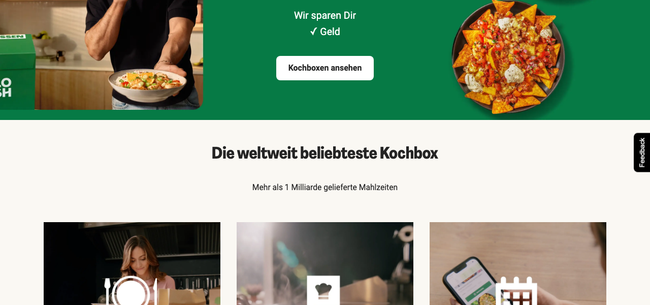 HelloFresh Deutschland Homepage 2026 - Kochbox Testsieger