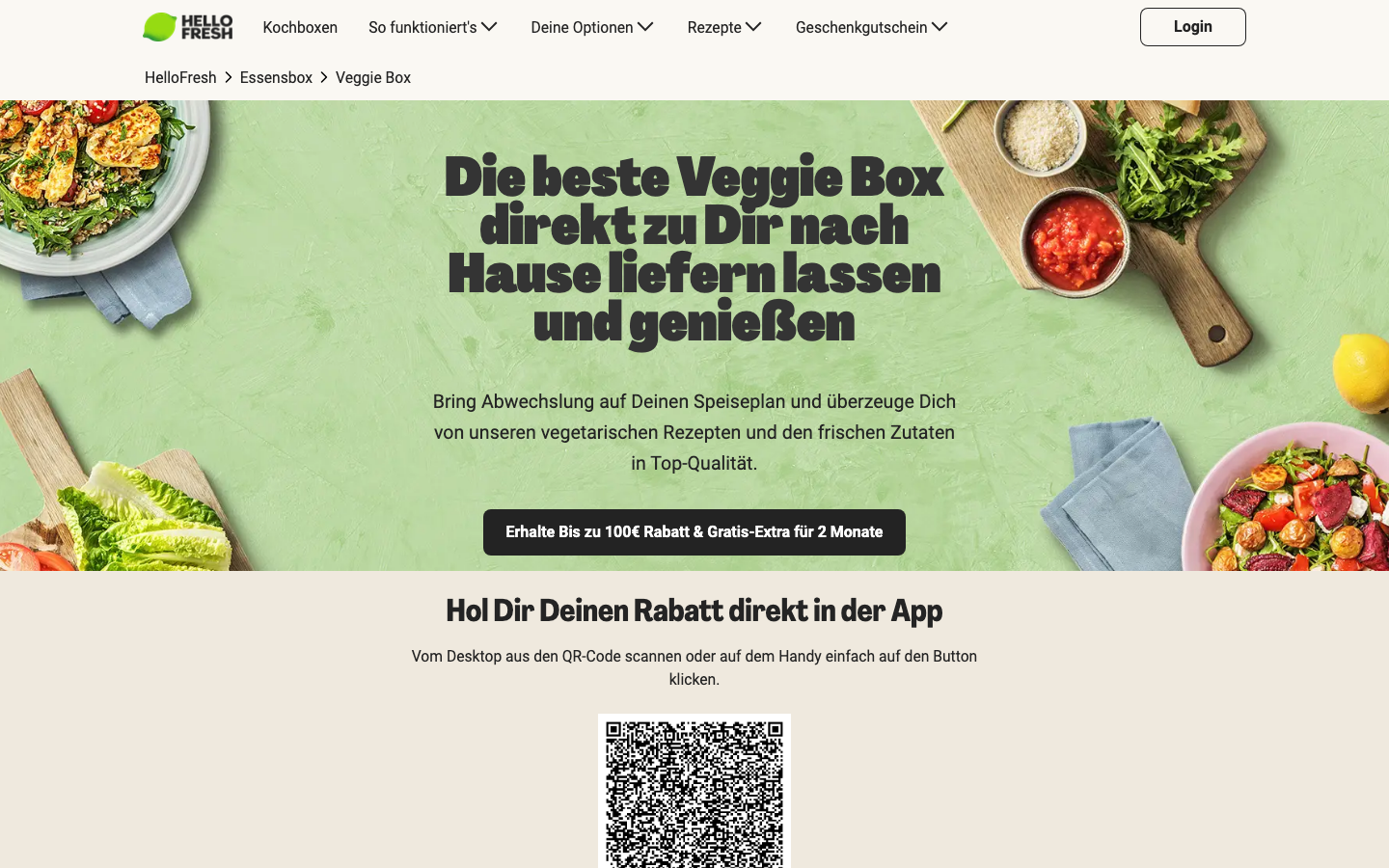 HelloFresh Veggie Box Startseite Juni 2026 – Die beste Veggie Box direkt nach Hause