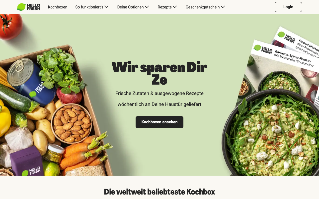 HelloFresh Website – Marktführer im deutschen Kochboxen-Segment