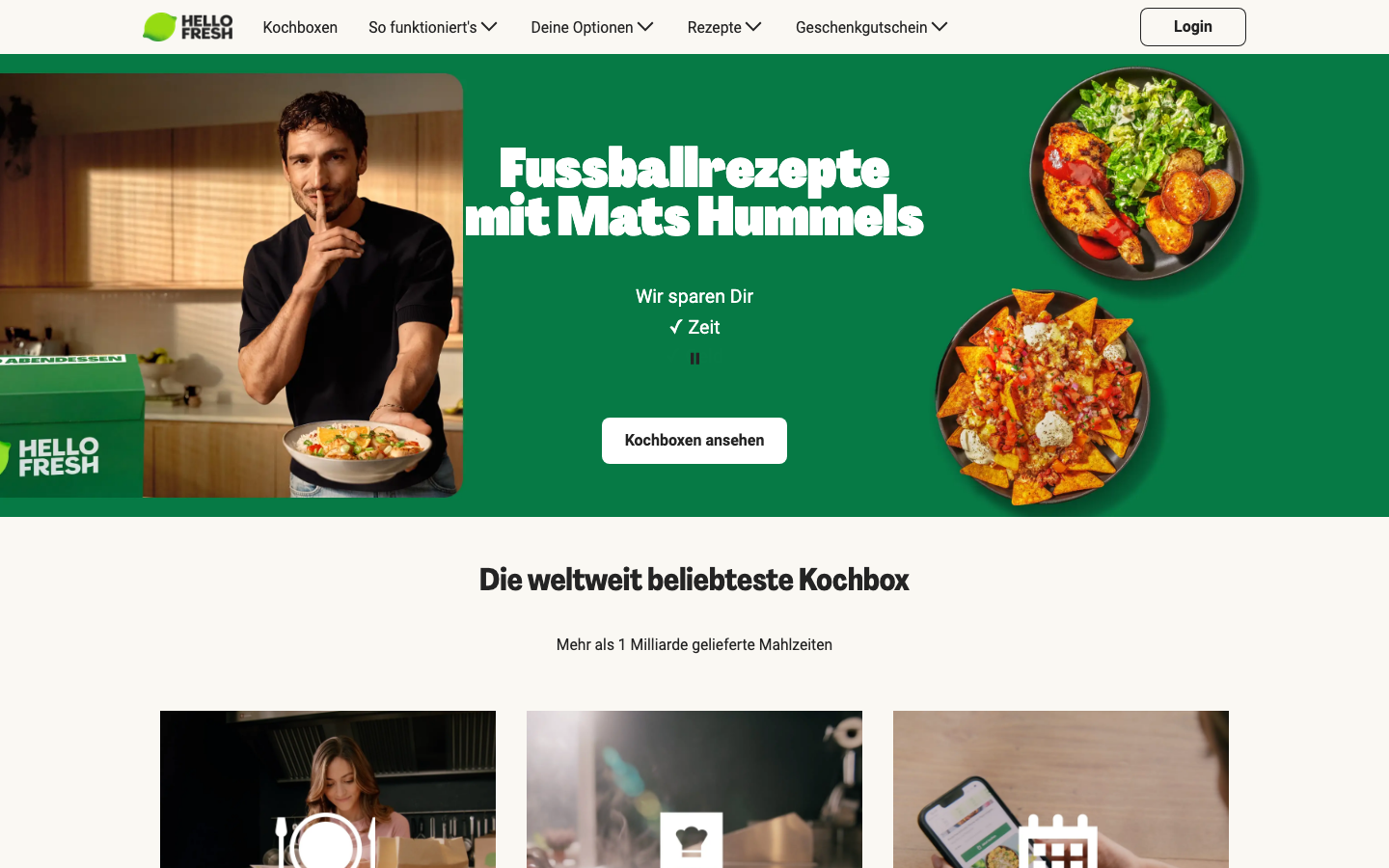HelloFresh Startseite – Kochbox aus Berlin