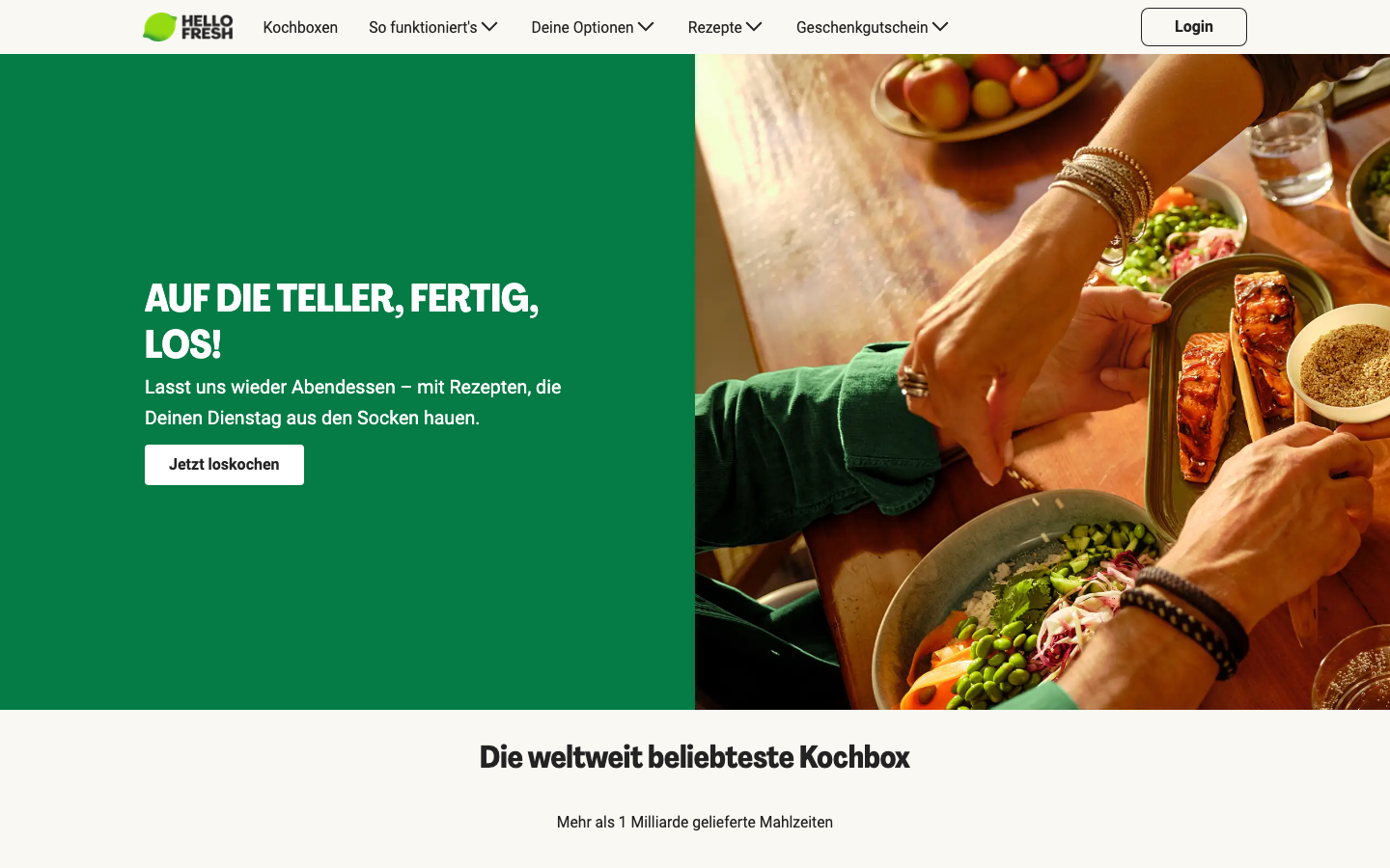 HelloFresh Website Oktober 2026 – Startseite mit aktuellen Angeboten