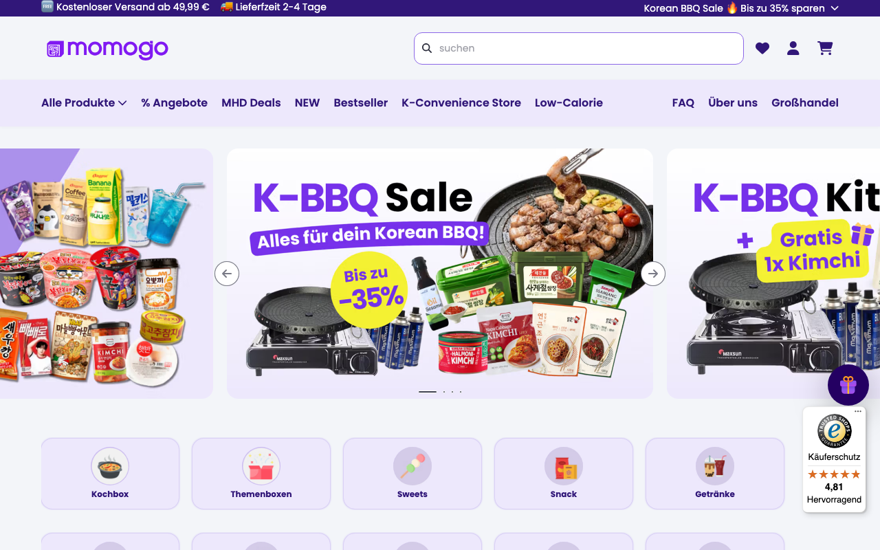 Momogo Kochbox Deutschland Homepage 2026 – Asiatische Rezeptboxen und Themenboxen