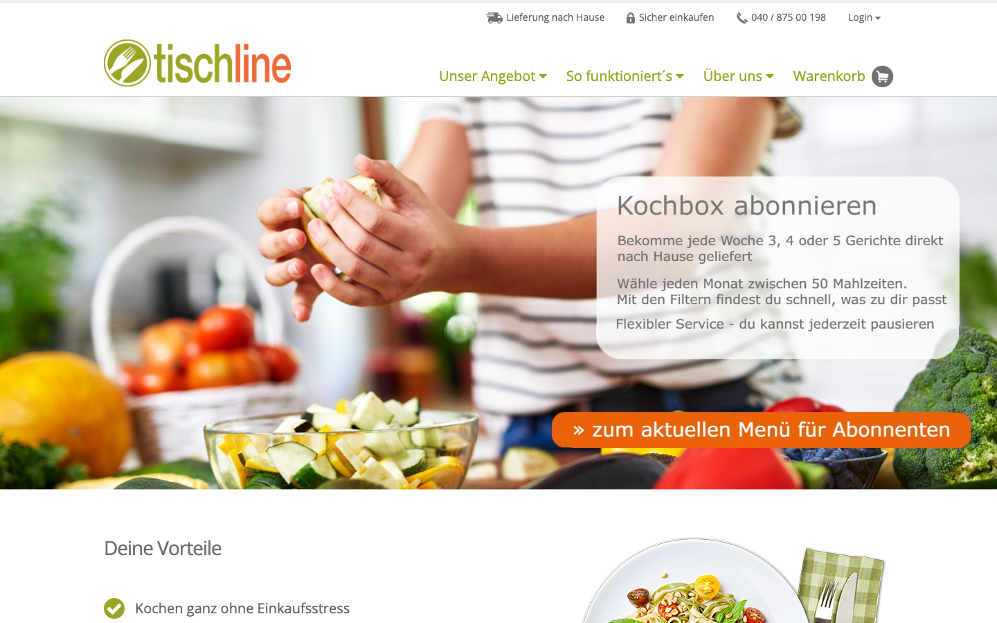 Tischline.de Startseite 2026 – Kochbox mit und ohne Abo bestellen