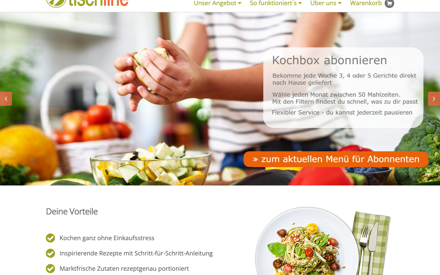 Tischline.de Startseite 2026 - Kochbox bestellen