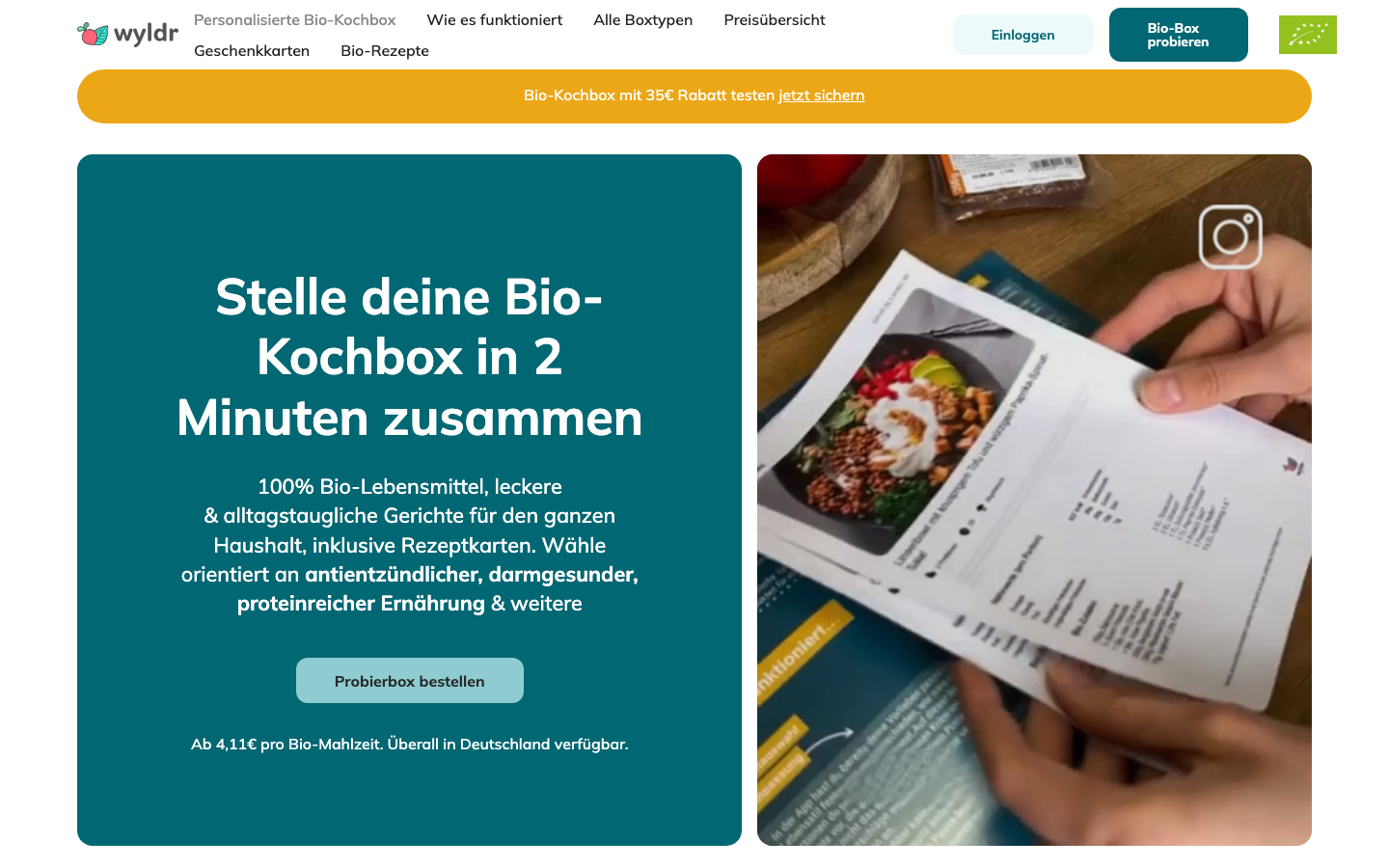 Wyldr.de Startseite - Bio-Kochbox bestellen